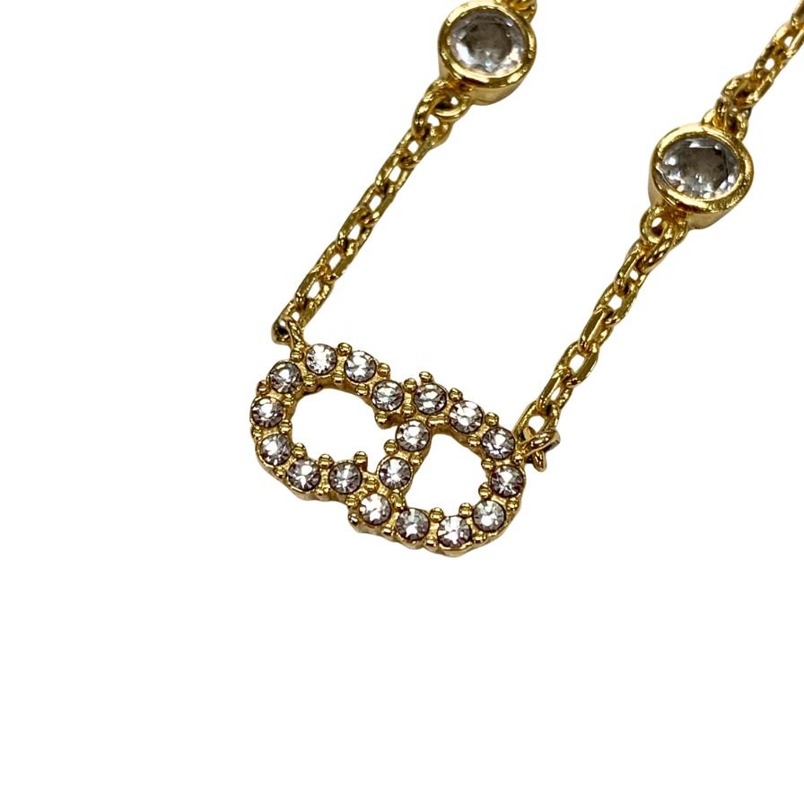 Diorネックレス CD ラインストーン パール　ブレスレットパール付き ✨現行✨DIOR CD NAVY ストーン パール ネックレス ゴールド