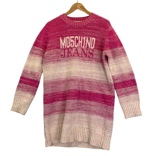 中古◆モスキーノジーンズ ニットセーター ウール ナイロン ボーダー系 レディース ピンク系 サイズS  Moschino Jeans 【AFB2】