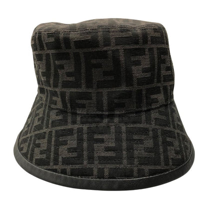 フェンディ バケットハット ズッカ FXQ801 ポリエステル ブラウン メンズ サイズM モノグラム FENDI BUCKET HAT