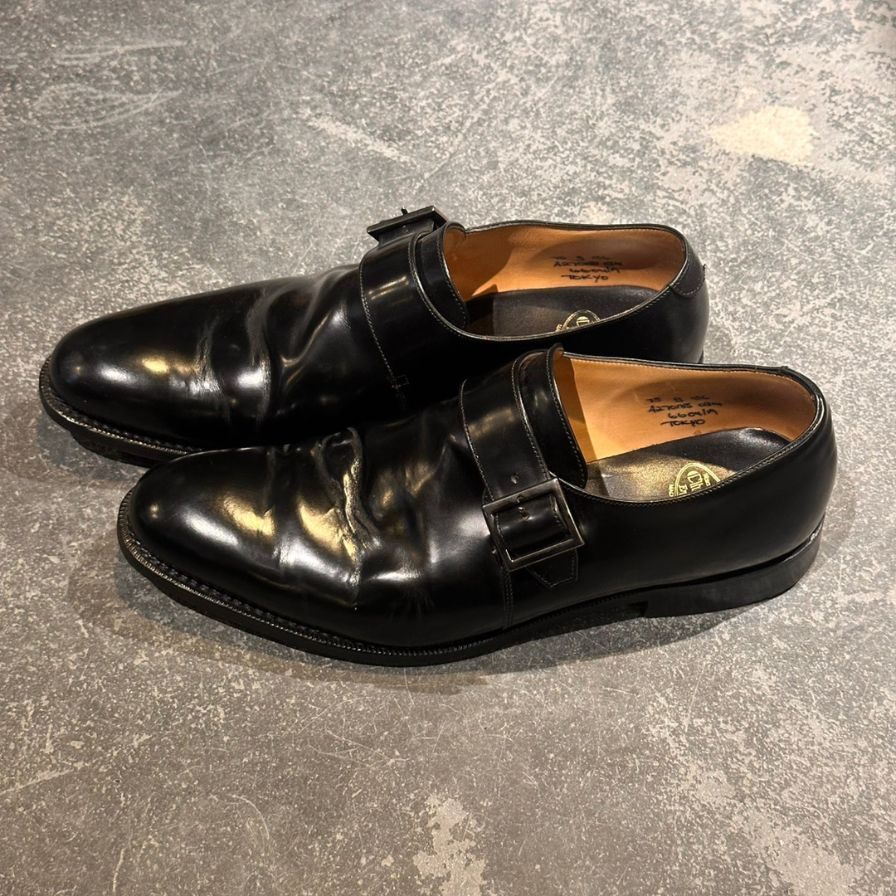 チャーチ TOKYO シングルモンク ポリッシュバインダーカーフ ブラック サイズUK75G Church’s ビジネスシューズ 約26.5cm【LA】【中古】