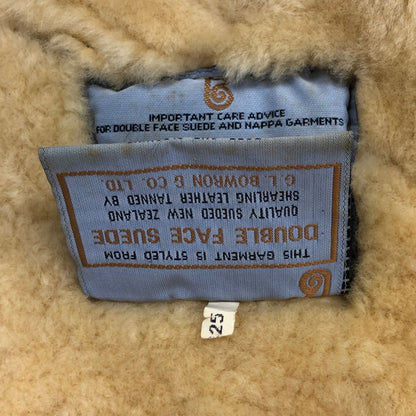 中古■ボーロン ムートンジャケット ダブルフェイス スエード レザー メンズ ベージュ サイズ18 G.L.Bowron&Co.Ltd 【AFF21】