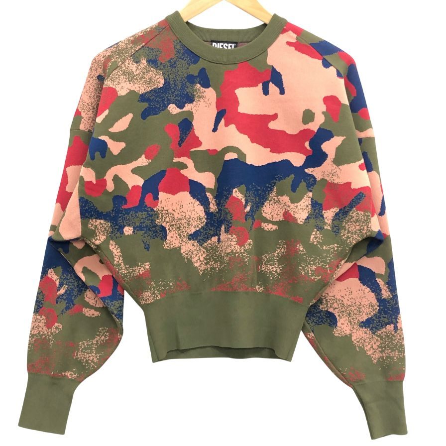 極美品◆ディーゼル ロングスリーブニット カモフラ柄 クロップド丈 レディース サイズXS DIESEL 【AFB5】