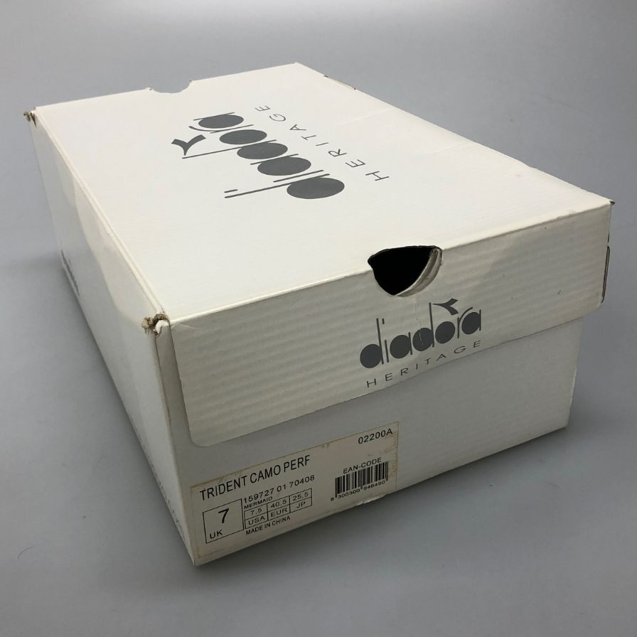 ディアドラ ヘリテージ トライデント カモ パーフォレーション スニーカー ナイロン メンズ ベージュ イエロー サイズUK7 diadora HERITAGE 約25.5cm【AFD15-2】