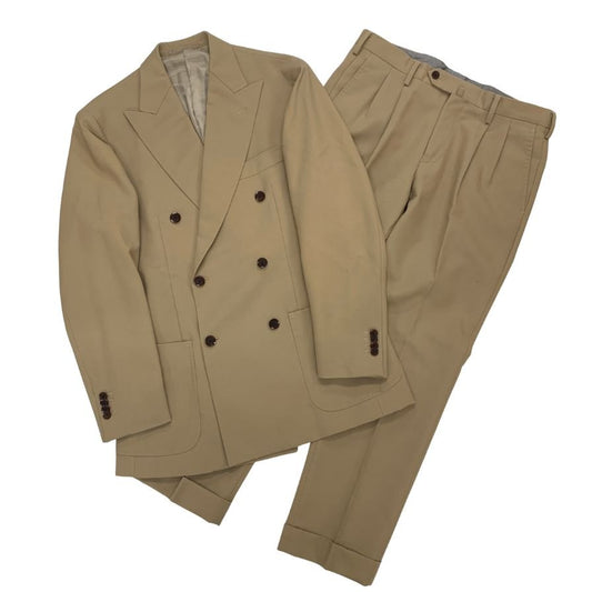 ヒルトン スーツ セットアップ ダブル ベージュ サイズL メンズ 背抜き HILTON【AFA22】