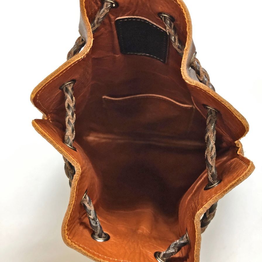 シュガー レザーバッグ 巾着型 ブラウン系 クラフトレザー SUGAR【AFE3】