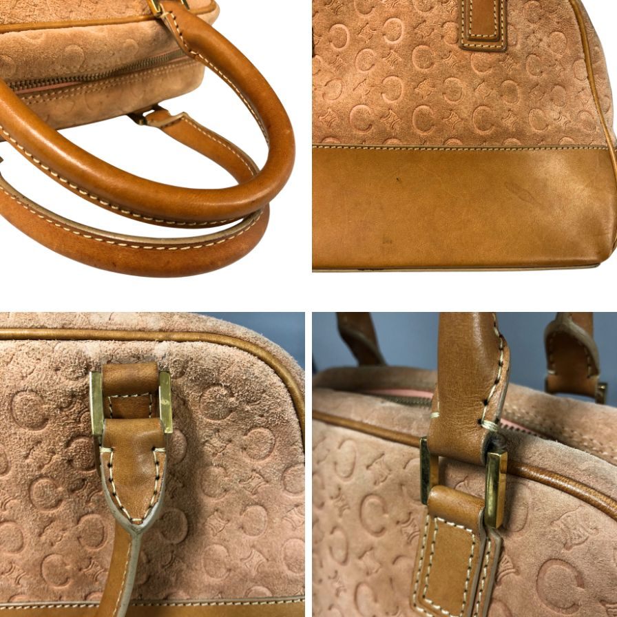 セリーヌ ハンドバッグ マカダム スエード×レザー レディース ピンクベージュ CELINE【AFE9】
