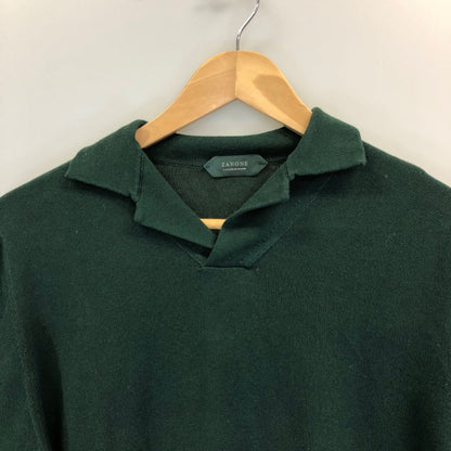 美品◆ザノーネ ニット 襟付き コットン メンズ  グリーン サイズ50 ZANONE 【AFB34】