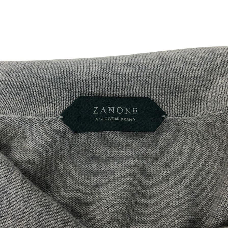 美品◆ザノーネ ニット 襟付き コットン メンズ グレー サイズ48 ZANONE 【AFB36】