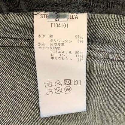ステルスステラ デニムパンツ レザー切り替え チェック メンズ サイズ2 ブルー系 STEALTH STELL'A 【AFB19】