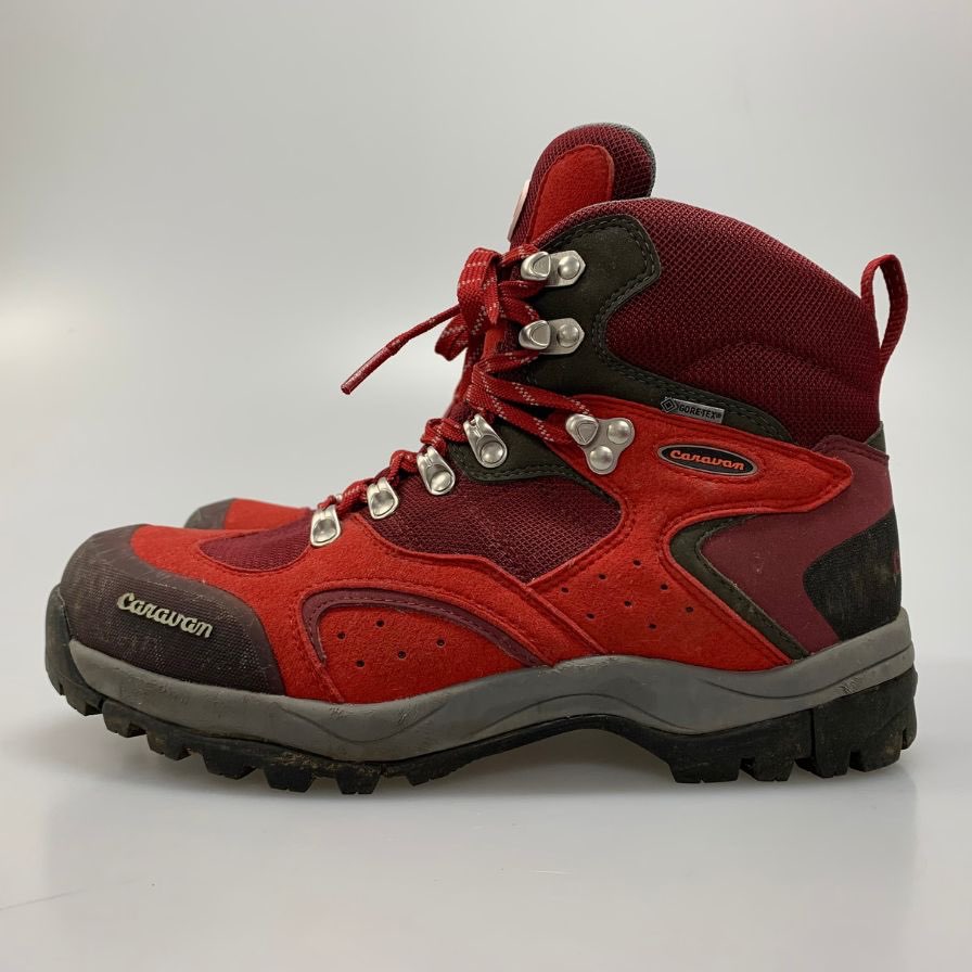 キャラバン トレッキングシューズ ゴアテックス 赤 24.5EEE レディース レースアップ ブーツ 靴 GORE-TEX CARAVAN 約24.5cm【AFC6】