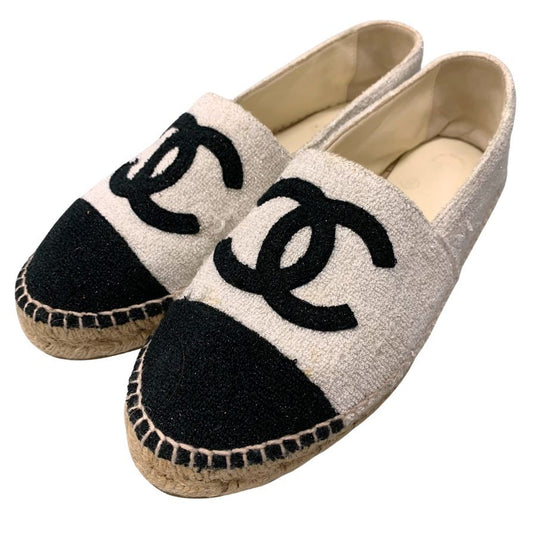 シャネル フラットシューズ エスパドリーユ G29762 サイズ37 バイカラ― レディース CHANEL 約24.0cm【AFC7】