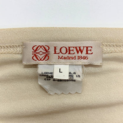美品◆ロエベ 半袖Tシャツ ロゴ刺繍 ベージュ レディース サイズL LOEWE 【AFB28】