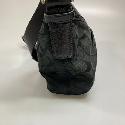 コーチ ハンドバッグ シグネチャー ワンショルダー ロゴ刻印 ガラスレザー レディース ブラック COACH【AFE10】