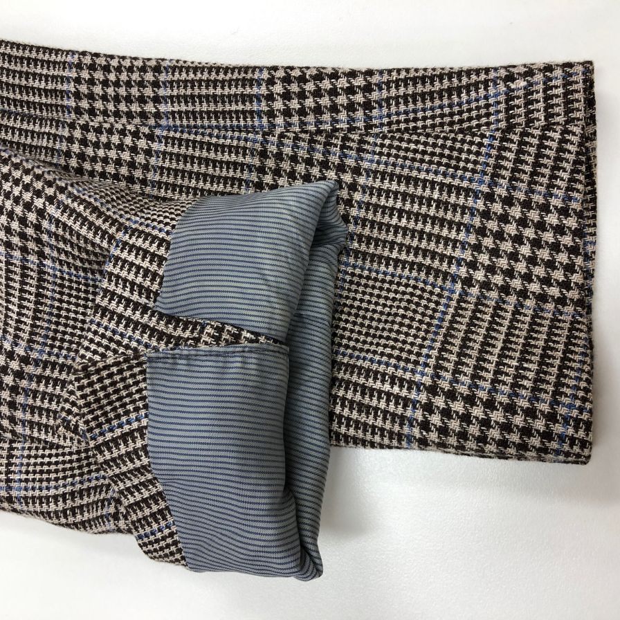 中古◆スーツセレクト リネンウール テーラードジャケット ドラゴ JSJ2052 ブラウン 千鳥格子 サイズA5 メンズ SUIT SELECT DORAGO 【AFB33】
