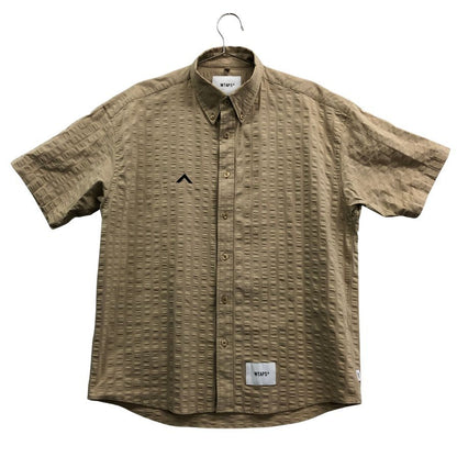 極美品◆ダブルタップス 221GWDT-SHM02 ボタンダウン シアサッカー半袖シャツ ベージュ サイズ2 メンズ Wtaps BD SUCKER 【AFB43】