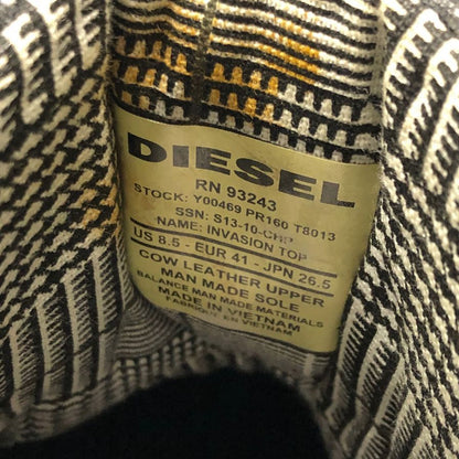 ディーゼル カウレザー ハイカット スニーカー RN93243 サイズ26.5cm ブラック メンズ DIESEL 約26.5cm【AFC44】