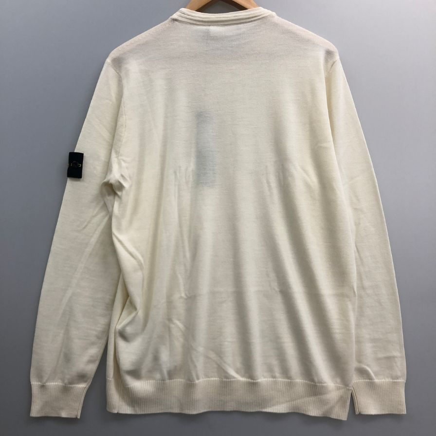 新品同様◆ストーンアイランド クルーネックニット ホワイト メンズ サイズXL Stone Island 【AFB38】