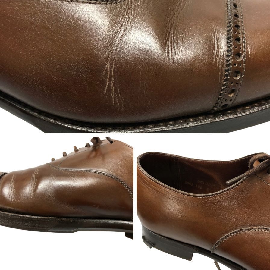 クロケット&ジョーンズ レザーシューズ ベルグレイブ パンチドキャップトゥ カーフ サイズUK6E メンズ ブラウン CROCKETT&JONES ビジネスシューズ 約24.5cm【LA】【中古】