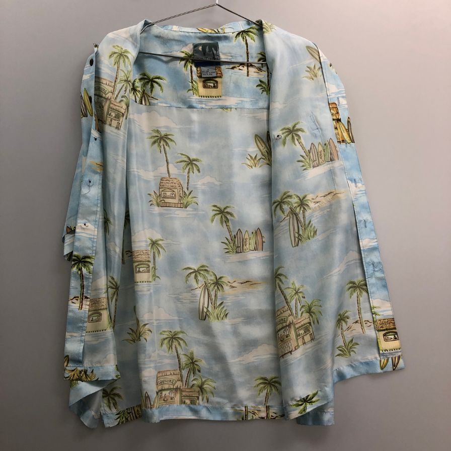 美品◆シルクトレーダーズ アロハシャツ 開襟 シルク100% ハワイ製 メンズ サイズM Silk Traders 【AFB15】
