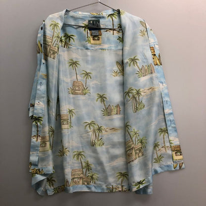 美品◆シルクトレーダーズ アロハシャツ 開襟 シルク100% ハワイ製 メンズ サイズM Silk Traders 【AFB15】