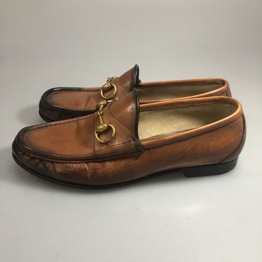 グッチ レザーシューズ ビットローファー 1953コレクション イタリア製 メンズ サイズ6.5 ブラウン GUCCI 約25.5cm【AFD3】