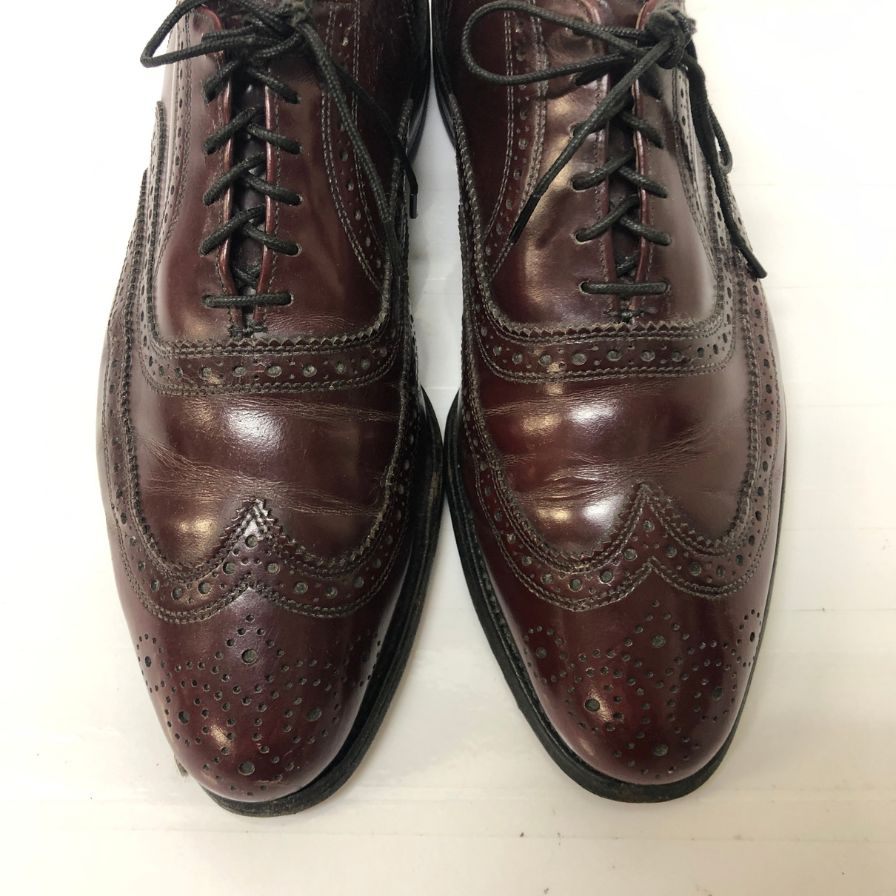 アレンエドモンズ レザーシューズ 内羽根 フルブローグ ガラスレザー ボルドー メンズ サイズ9.5 メンズ Allen Edmonds Chester 約27.5cm【AFC46】