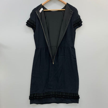 極美品◆レッド ヴァレンティノ 半袖ワンピース フリル レディース サイズ42 ブラック RED VALENTINO 【AFB1】