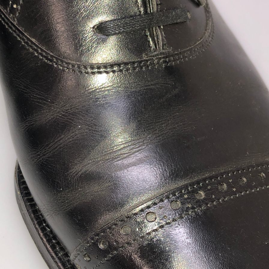 ジョンロブ レザーシューズ フィリップ2 パンチドキャップトゥ 7000ラスト カーフ メンズ サイズUK7E ブラック JOHN LOBB ビジネスシューズ 約25.5cm【LA】【中古】