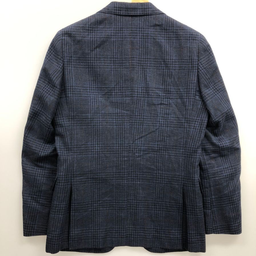 中古◆スーツセレクト リネン テーラードジャケット JSJ1950 ネイビー サイズA5 メンズ チェック コットン SUIT SELECT 【AFB33】