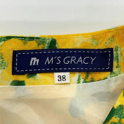 美品◆エムズ グレーシー ノースリーブ ワンピース レディース サイズ38 総柄イエロー M’S GRACY 【AFB12】
