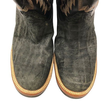 アンダーソン ビーン ブーツ カンパニー ローパーブーツ オーストリッチ&レザーコンビ メンズ サイズ8D ブラック ANDERSON BEAN BOOT COMPANY 約27.0cm【AFC44】