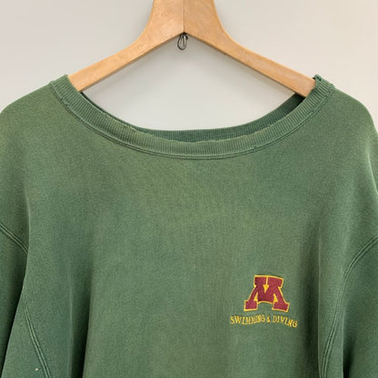 中古◆チャンピオン リバースウィーブ 90S スウェット SWIMMING&DIVING グリーン メンズ サイズXXL Champion REVERSE WEAVE 【AFB52】