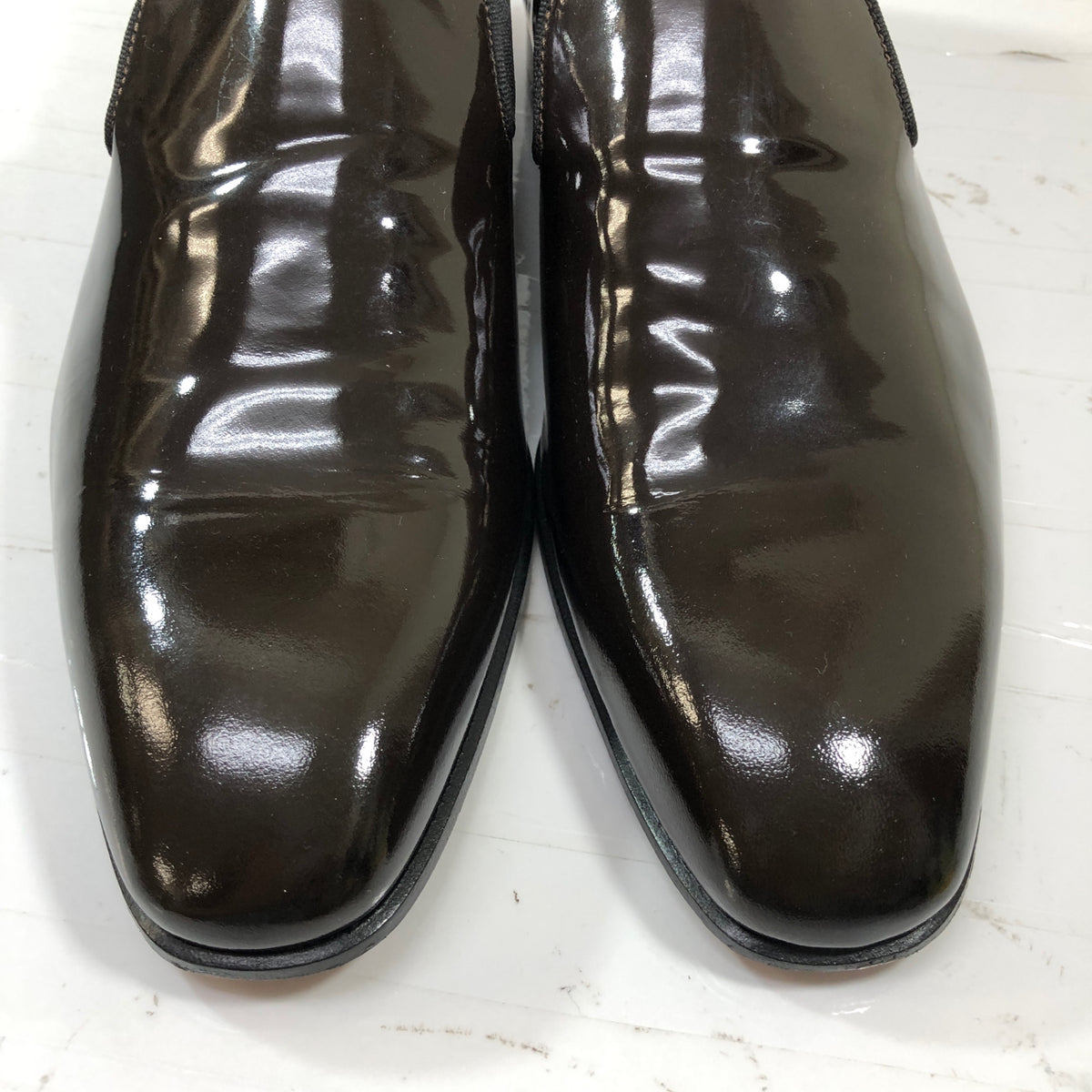 フェランテ スリッポン パテントレザー ダークブラウン メンズ サイズ7 FERRANTE 約25.5cm【AFD15】