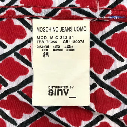 中古◆モスキーノ 半袖 柄シャツ レディース  サイズM  レッド  MOSCHINO 【AFB29】