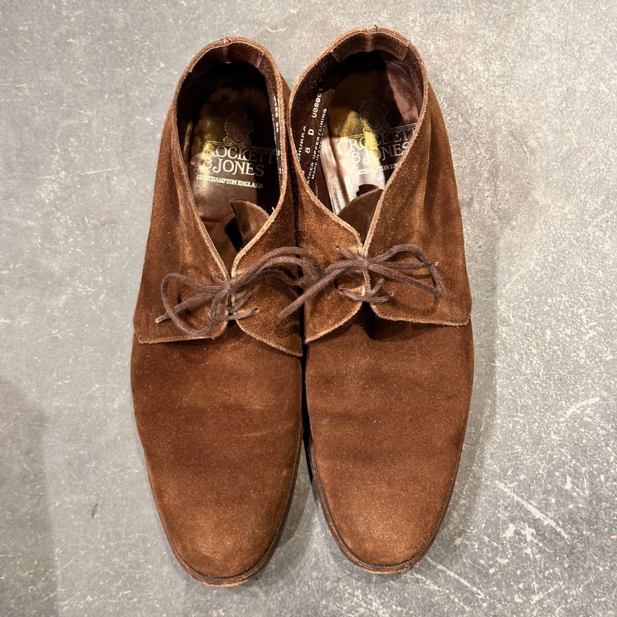 クロケット＆ジョーンズ チャッカブーツ チャッカ アンラインド スエード ブラウン サイズUK8D メンズ CROCKETT&JONES ブーツ 約26.5cm【LA】【中古】
