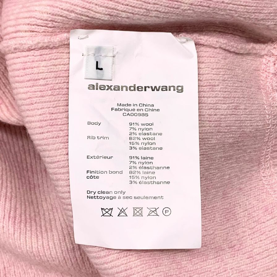 極美品◆アレキサンダーワン 長袖 セーター  ニット 袖ビジュー レディース サイズL  ピンク Alexander Wang 【AFB1】