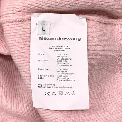 極美品◆アレキサンダーワン 長袖 セーター  ニット 袖ビジュー レディース サイズL  ピンク Alexander Wang 【AFB1】