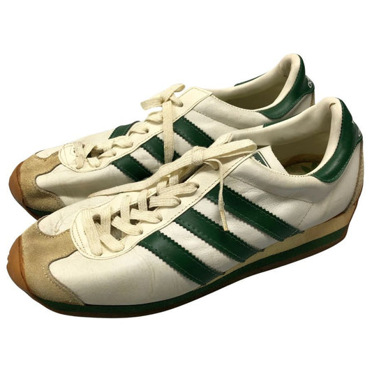 アディダス オリジナル スニーカー カントリー 70s 初期 フランス製 レディース 白×グリーン UK5.5 adidas originals 約24.5cm【AFC28】