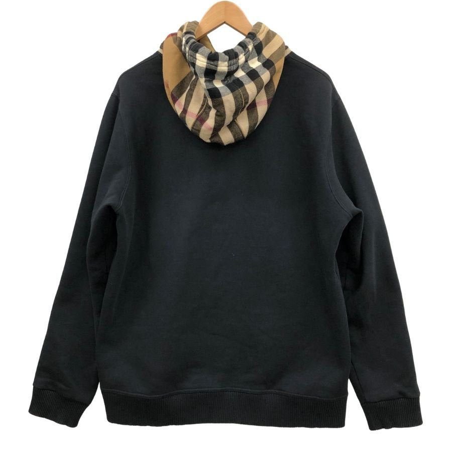 中古◆バーバリー パーカー 8045004 ノバチェックフーディー リブ メンズ ブラック サイズM BURBERRY 【AFB22】