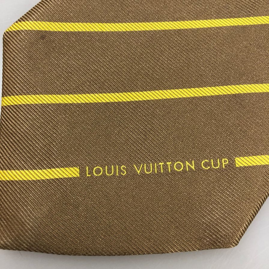 ルイヴィトン ネクタイ シルク100％ ストライプ ブラウン系 LOUIS VUITTON【AFI27】