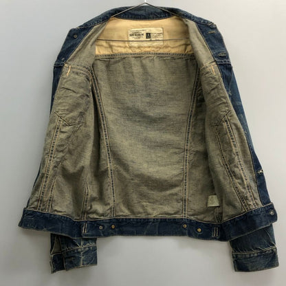 美品◆エフオービーファクトリー デニムジャケット Ｆ2206 ダメージ加工 インディゴ サイズＳ FOB FACTORY 【AFB6】