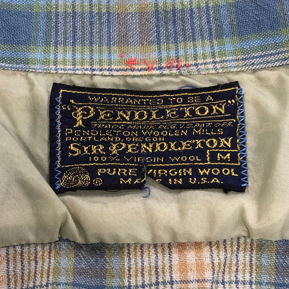 中古◆ペンドルトン 70S チェックシャツ ブルー系 SIR PENDLETON メンズ サイズM PENDLETON 【AFB17】