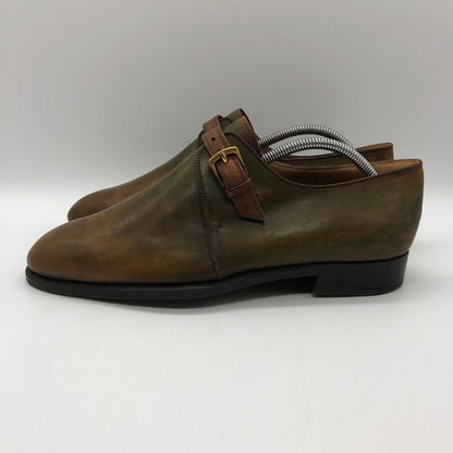 ベルルッティ レザーシューズ プレーントゥ シングルモンク カーフ パティーヌ メンズ グリーン系 サイズUK6.5 Berluti 約25.5cm【PTM4】