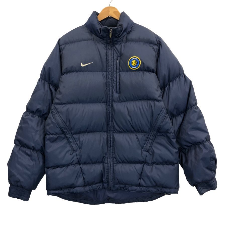 美品◆ナイキ ダウンジャケット インテル ロゴワッペン メンズ サイズM ネイビー NIKE 【AFA9】