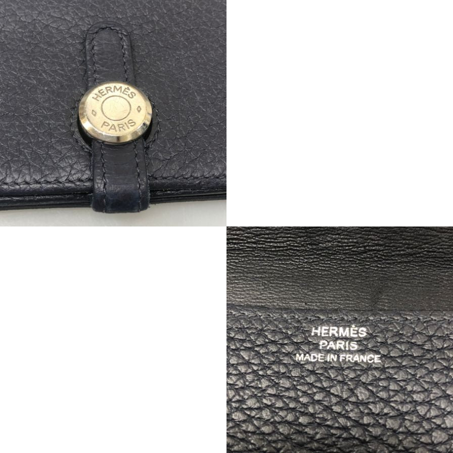 エルメス カードケース ドゴン グレインレザー メンズ ネイビー×シルバー金具 HERMES【AFI19】