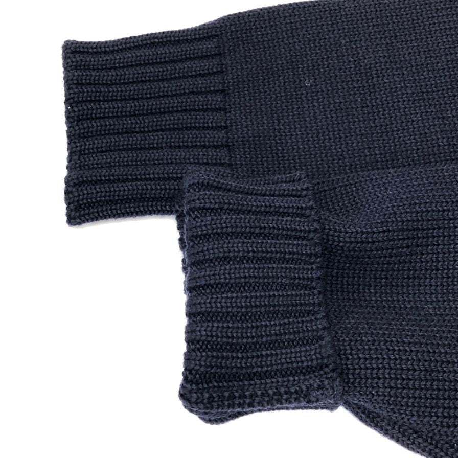 美品◆ザノーネ ニット 厚手 ハイネック ボタン コットン メンズ ネイビー サイズ48 ZANONE 【AFB44】
