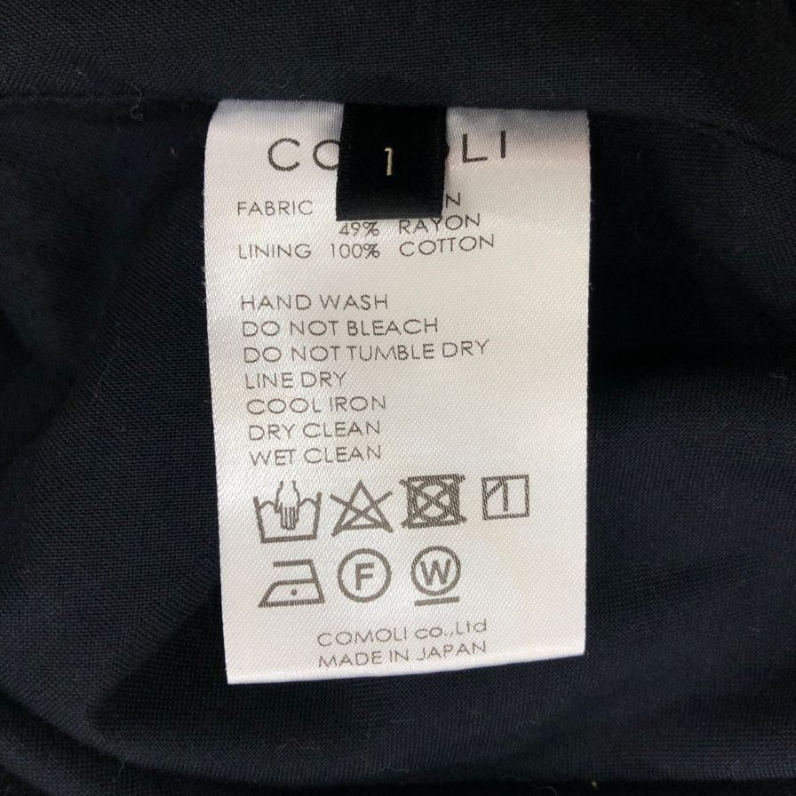 コモリ 19SS ヴィスコースリネン ドローストリングパンツ P01-03007 メンズ サイズ1 ブラック COMOLI 【AFB16】