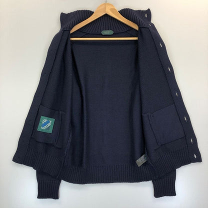 美品◆ザノーネ ニット 厚手 ハイネック ボタン コットン メンズ ネイビー サイズ48 ZANONE 【AFB44】