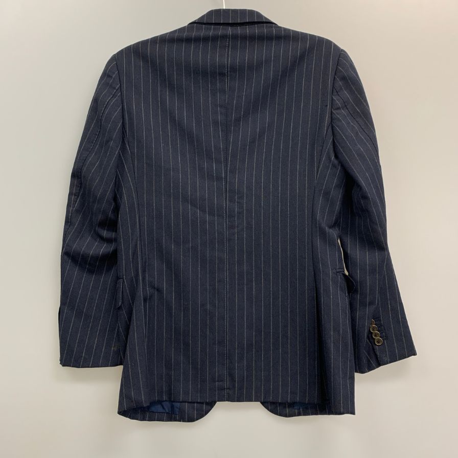 中古◆ビームスエフ 3B テーラードジャケット カシミヤ混 ストライプ ネイビー メンズ サイズ90 BEAMS F 【AFA10】