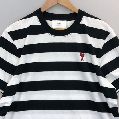 中古◆アミ パリ トップス ボーダー Tシャツ ハート刺繍 ユニセックス サイズ不明 ホワイト系 ami paris 【AFB45】